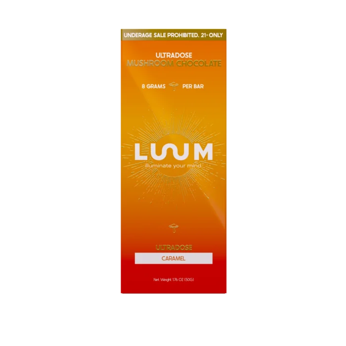LUUM Caramel Ultradose Mushroom Chocolate bar packaging