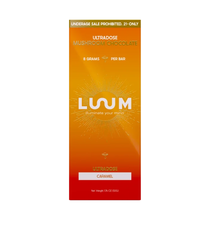 LUUM Caramel Ultradose Mushroom Chocolate bar packaging