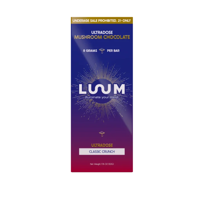 LUUM Classic Crunch Ultradose Mushroom Chocolate bar packaging