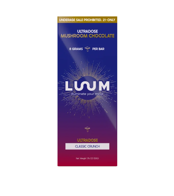 LUUM Classic Crunch Ultradose Mushroom Chocolate bar packaging