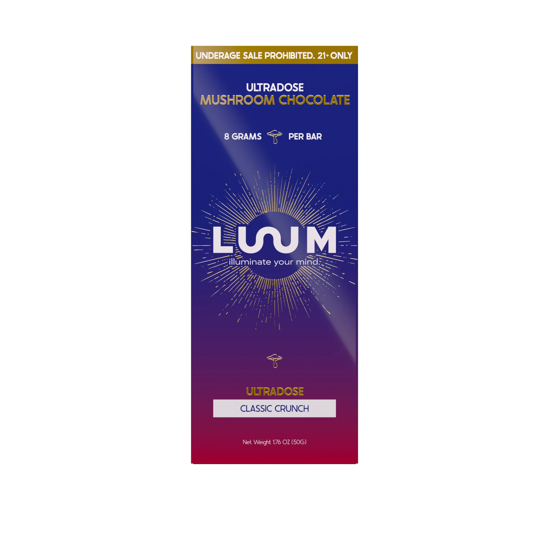 LUUM Classic Crunch Ultradose Mushroom Chocolate bar packaging