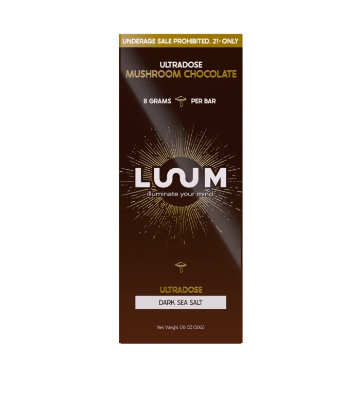 LUUM Dark Sea Salt Ultradose Mushroom Chocolate bar packaging