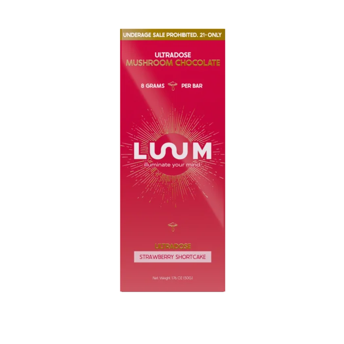 LUUM Strawberry Shortcake Ultradose Mushroom Chocolate bar packaging