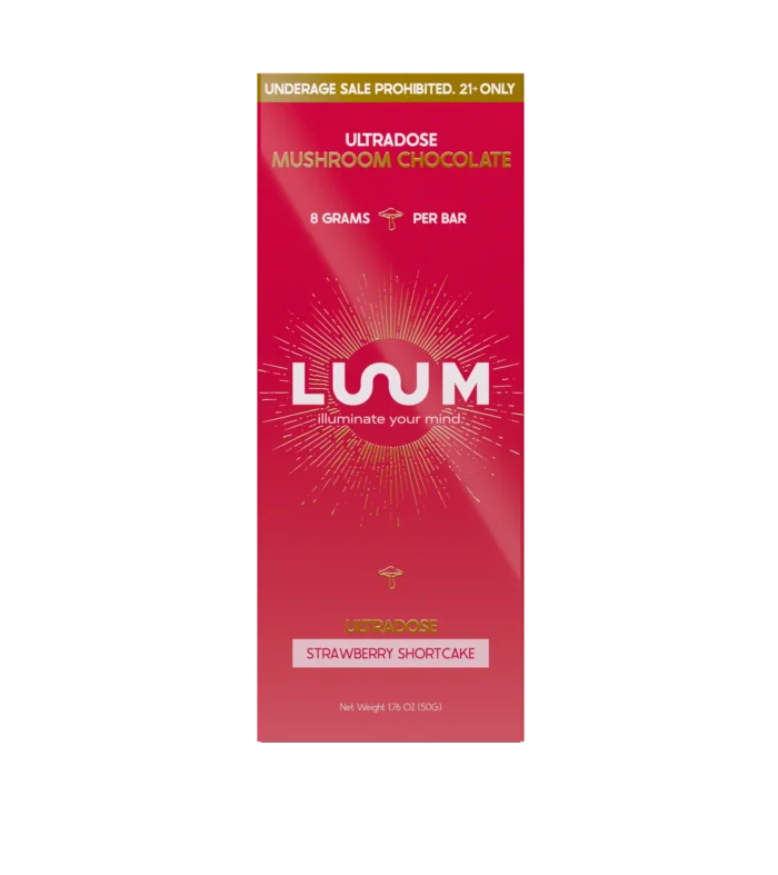 LUUM Strawberry Shortcake Ultradose Mushroom Chocolate bar packaging